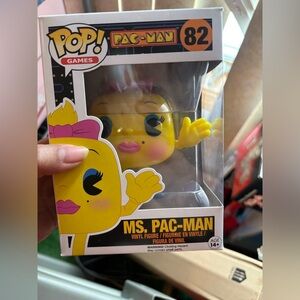 Funko Pop! Ms. Pac-Man Figure — Yellow with Pink and Blue Accents